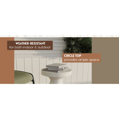 Modern Side End Table Wisp Series In Terrazzo White