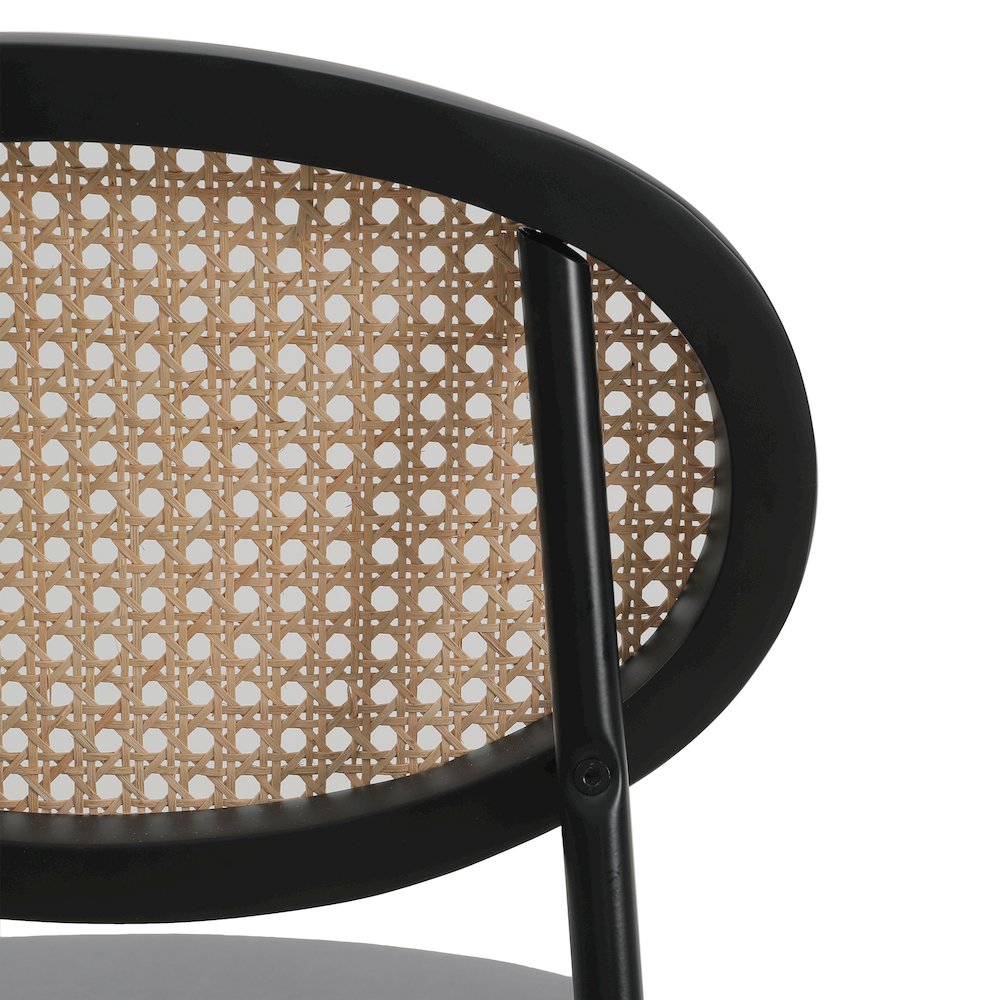 Euston Modern Wicker Bar Stool With Black Steel Frame, Set of 2 in Grey