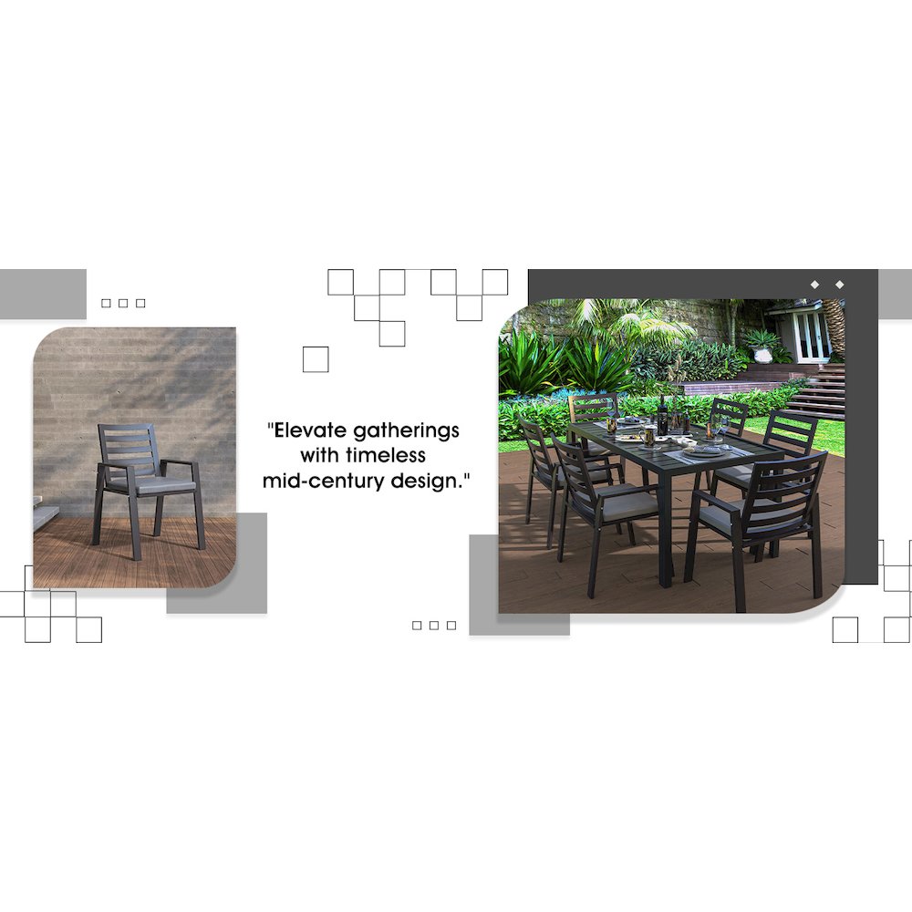 Chelsea Modern Patio Dining Armchair in Aluminum with Removable Cushions