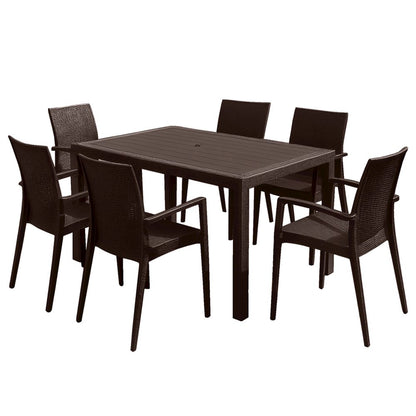 Mace Mid-Century 7-Piece Rectangular Outdoor Dining Set