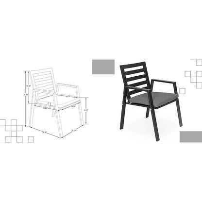 Chelsea Modern Patio Dining Armchair in Aluminum with Removable Cushions