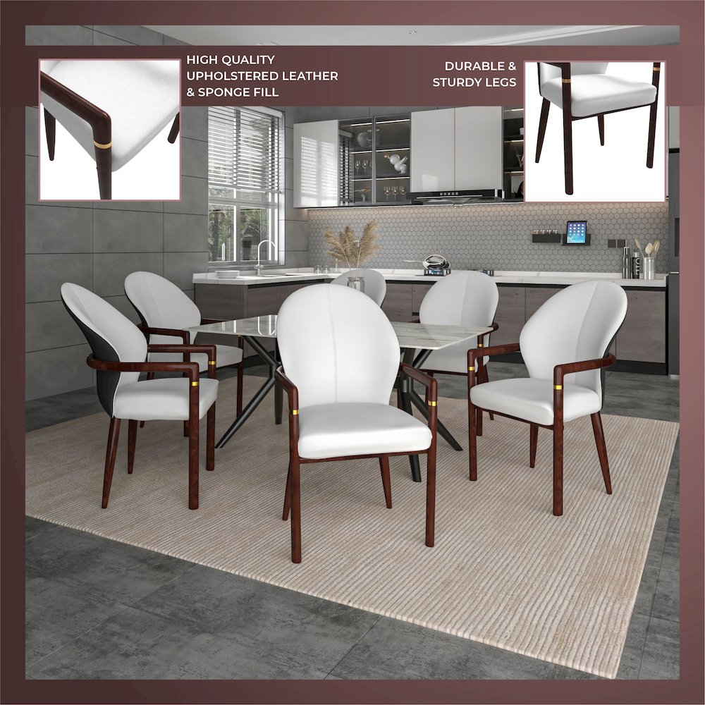 Opaline Series Elegant Wooden Dining Chair in Black Velvet and White