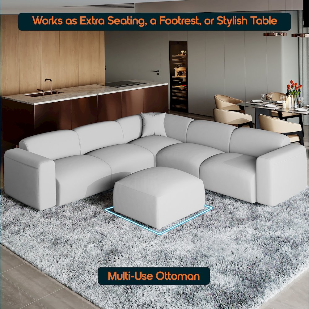 Whisper 6-Seater Conversation Set with Ottoman in Taupe