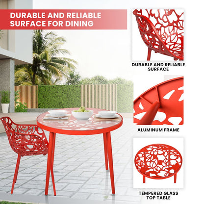 Devon Mid-Century Modern 3-Piece Aluminum Outdoor Patio Dining Set