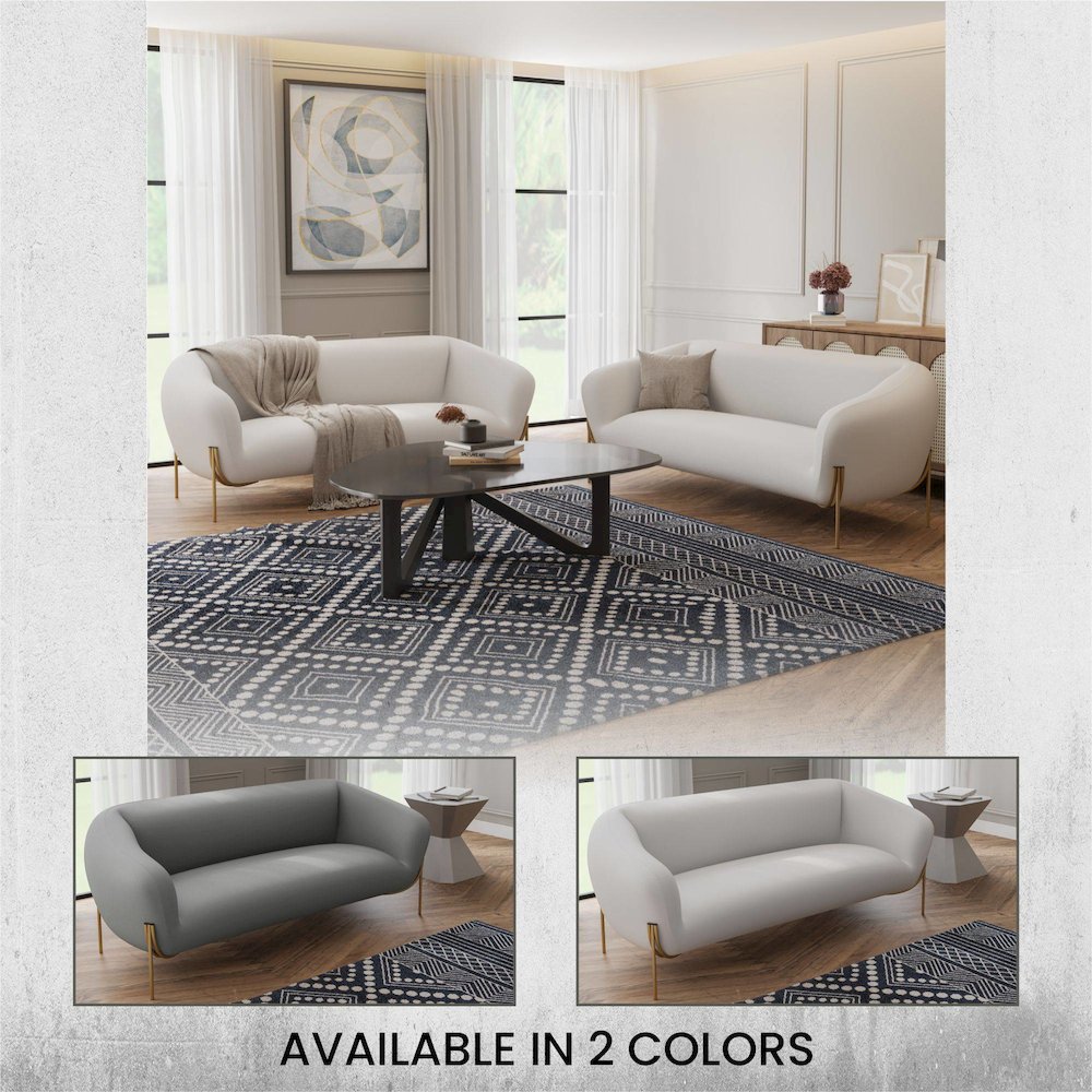Zuno Three-Seater Sofa Upholstered in Velvet Wide Couch