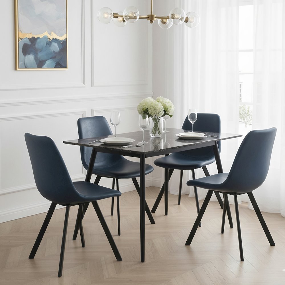 Markley Modern Leather Dining Chair With Metal Legs