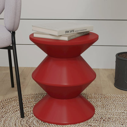 Aura Modern Plastic Side End Table, Indoor/Outdoor Use, Red