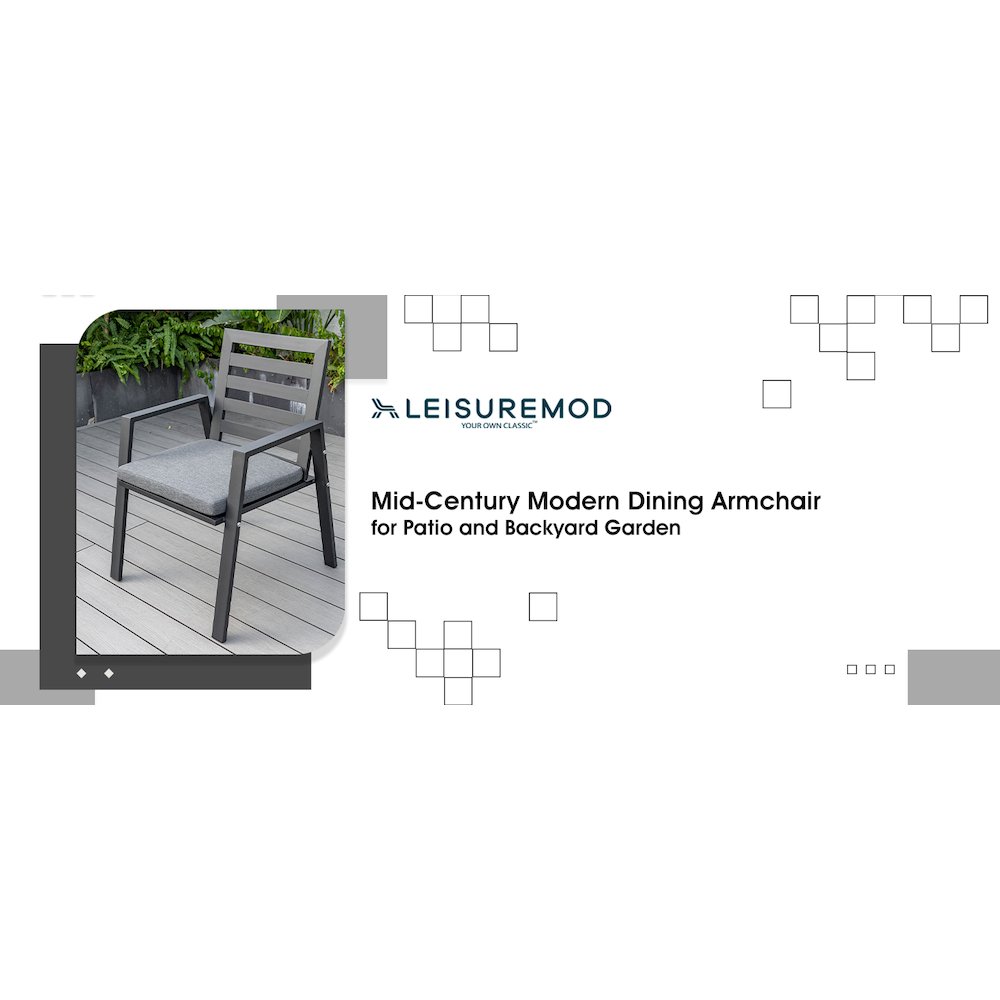 Chelsea Modern Patio Dining Armchair in Aluminum with Removable Cushions