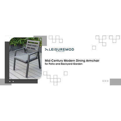 Chelsea Modern Patio Dining Armchair in Aluminum with Removable Cushions