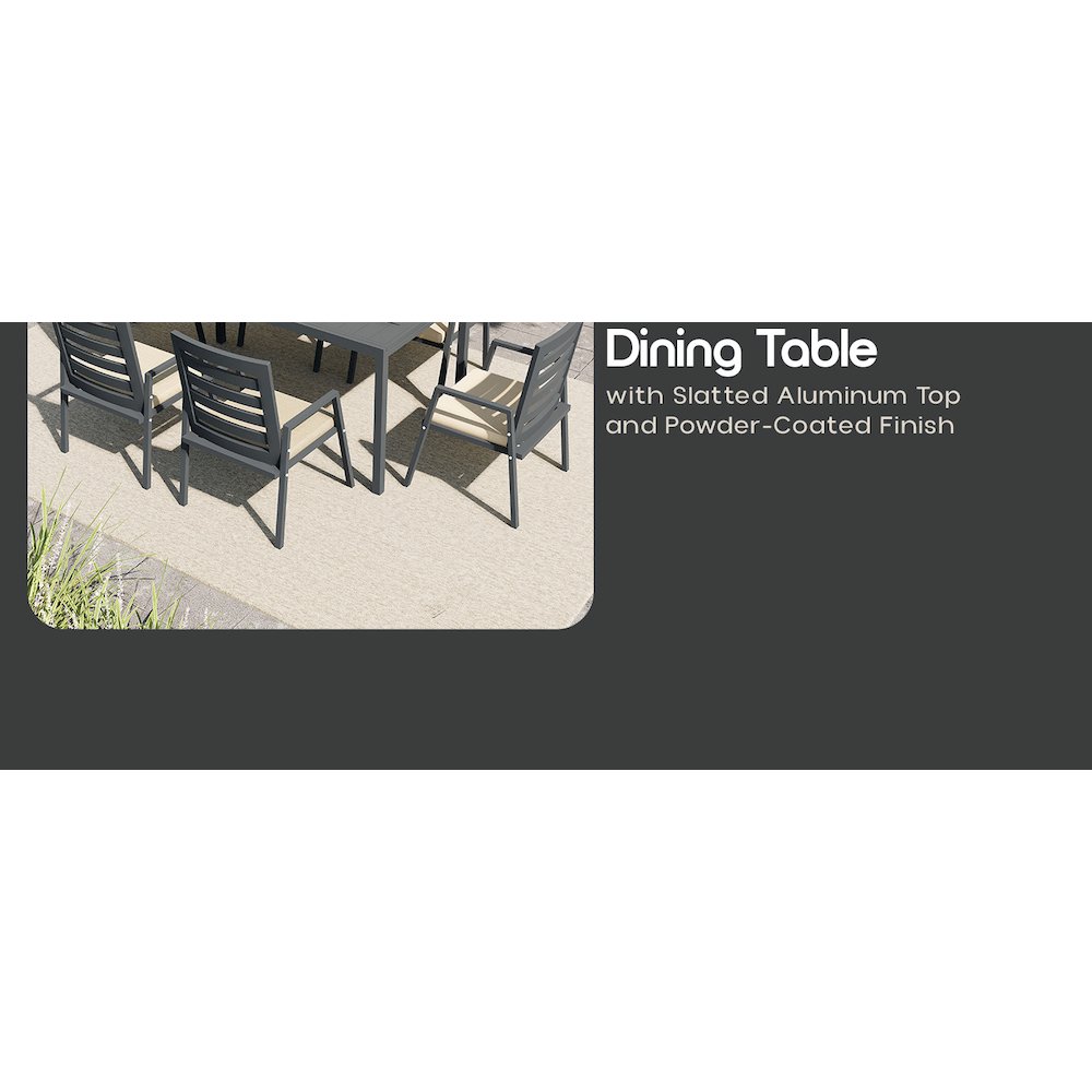 Marlin Extenable outdoor Dining Table 78-118 in Black