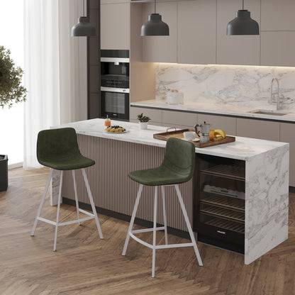 Elland - Counter stool - Olive Green- White Base