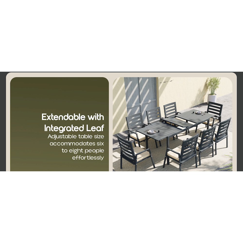 Marlin Extenable outdoor Dining Table 78-118 in Black