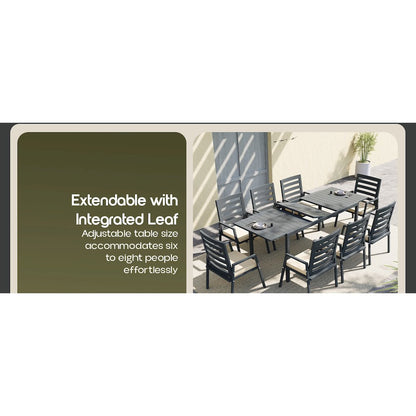Marlin Extenable outdoor Dining Table 78-118 in Black