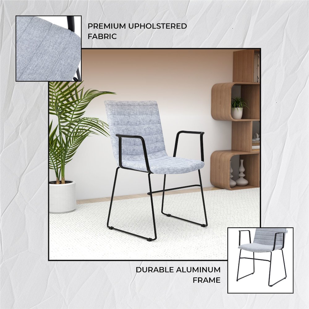 Zylar Series Office Guest Arm Chair in Grey Fabric
