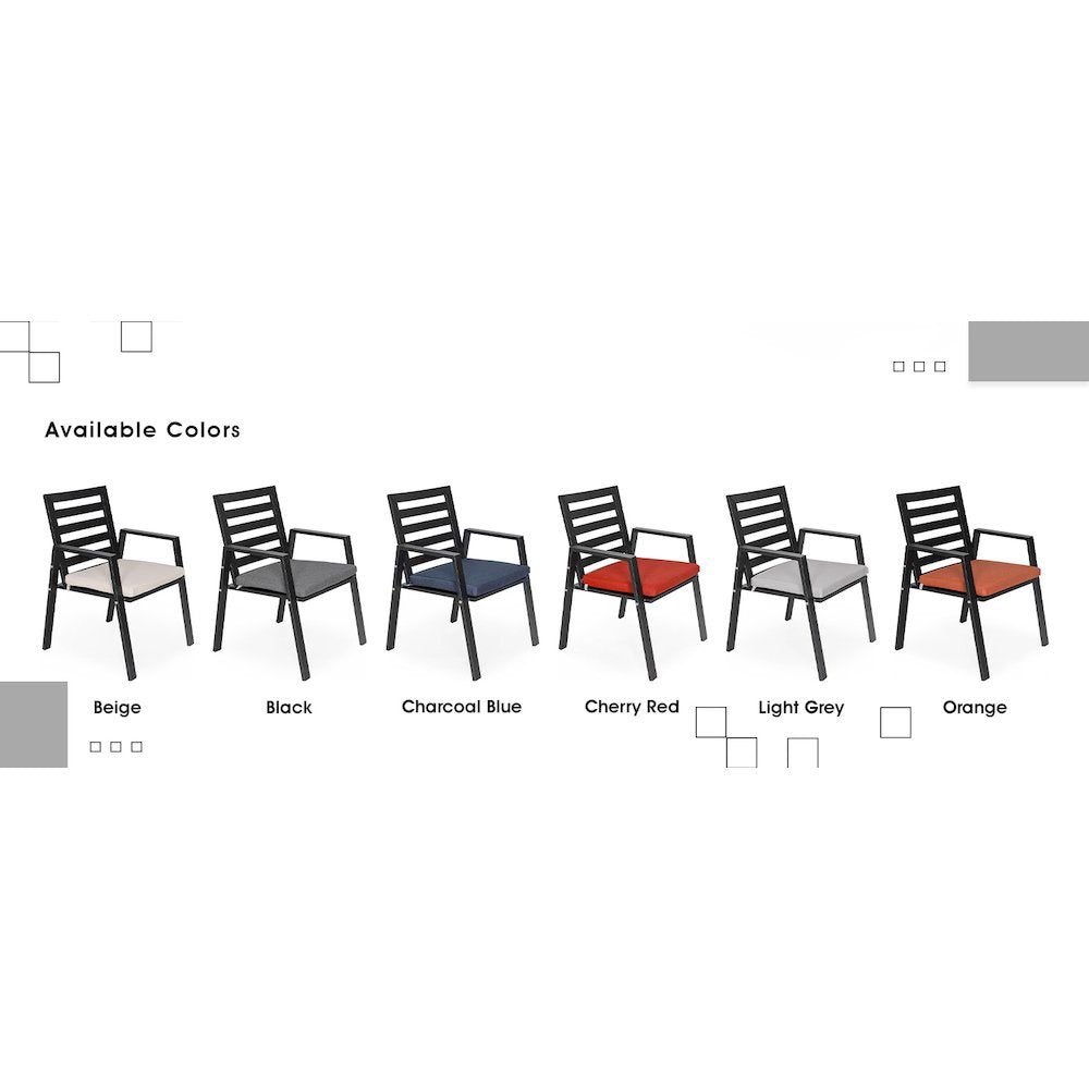 Chelsea Modern Patio Dining Armchair in Aluminum with Removable Cushions