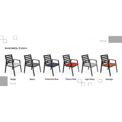 Chelsea Modern Patio Dining Armchair in Aluminum with Removable Cushions