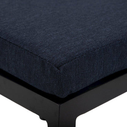 Chelsea Collection Modern Aluminum Outdoor Bar Chair in black with Blue Cushions