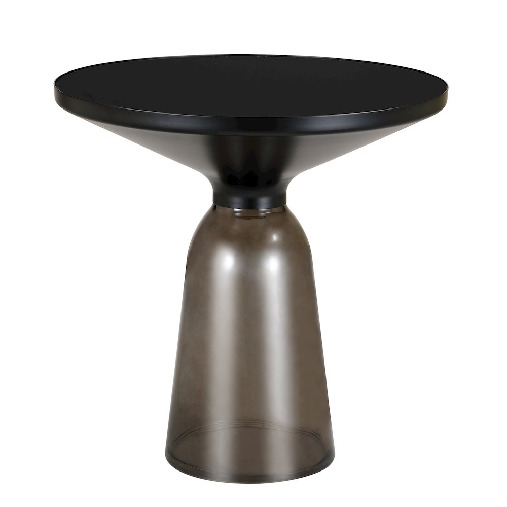 Tully Collection Glass side Table Grey glass, Black Rim with Black Glass top
