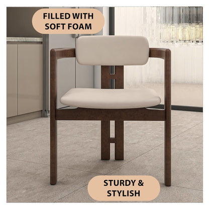 Velo Series Modern Dining Chair in Walnut Color Wood with Toupe Seat
