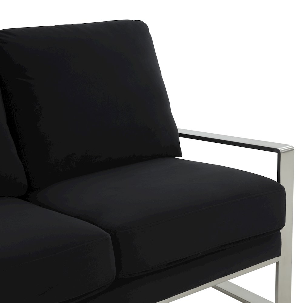 Jefferson Contemporary Modern Velvet Loveseat With Silver Frame