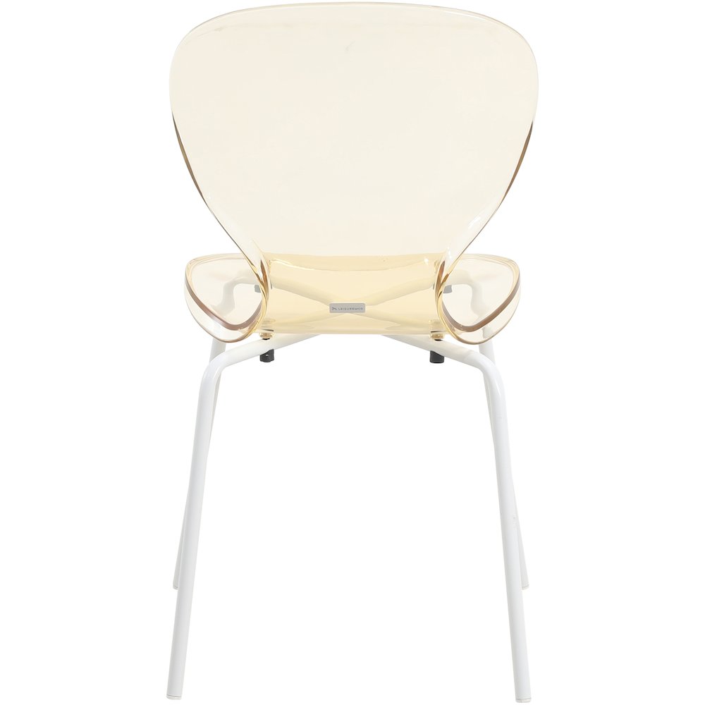 Modern Oyster Transparent Side Chair in White Base Set of 4