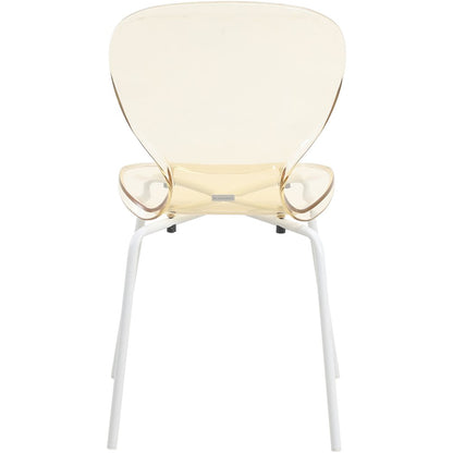 Modern Oyster Transparent Side Chair in White Base Set of 4