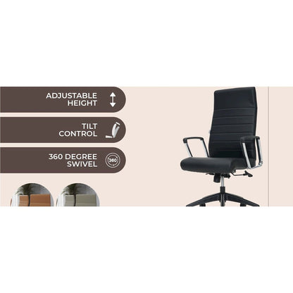Hilton Modern High-Back Leather Office Chair