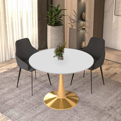 Bristol 40" round dining table Gold Base With White Top