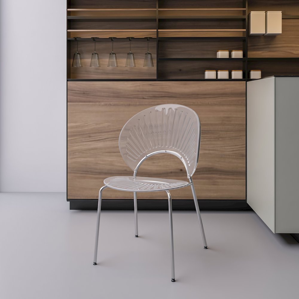 Opulent Series Modern Clear Dining Chair Set of 2