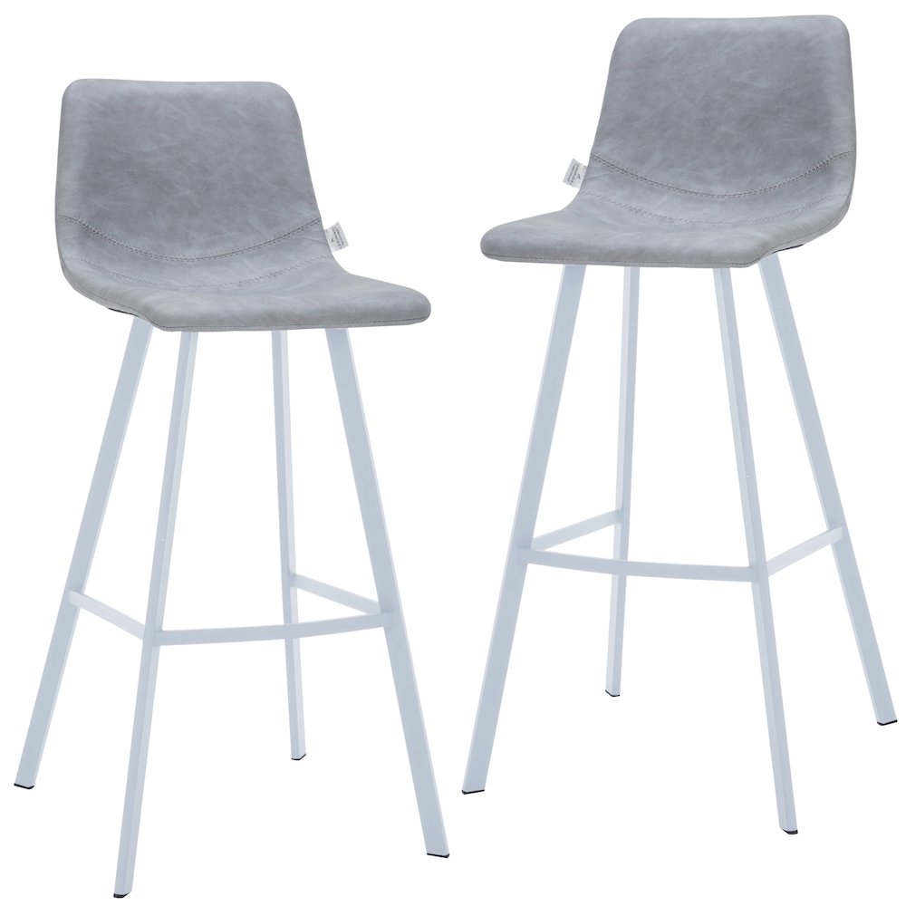 Elland - Bar stool -Light Grey- White Base Set of 2