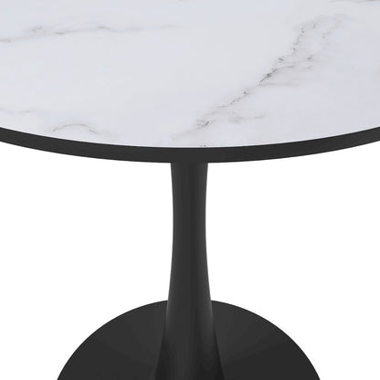 Leisyremod Bristol 24" Round Dining Table Black base with White top