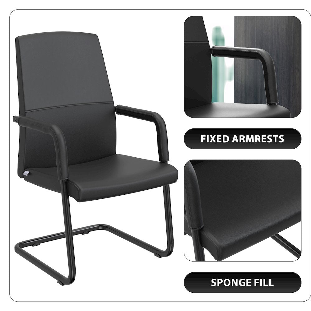 Evander Office Guest Chair in Black Leather