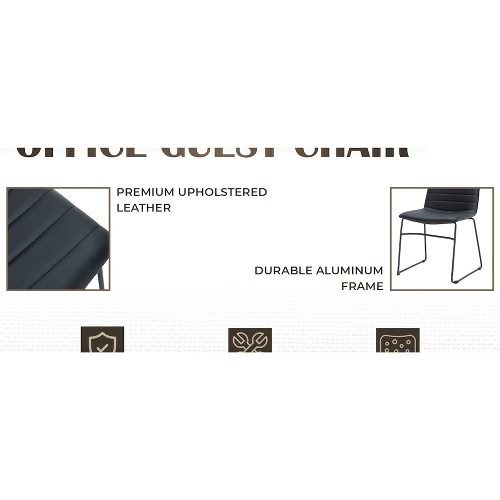 Zylar Series Office Guest Chair in Black Leather