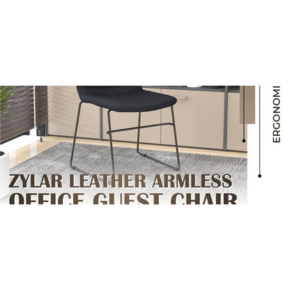 Zylar Series Office Guest Chair in Black Leather