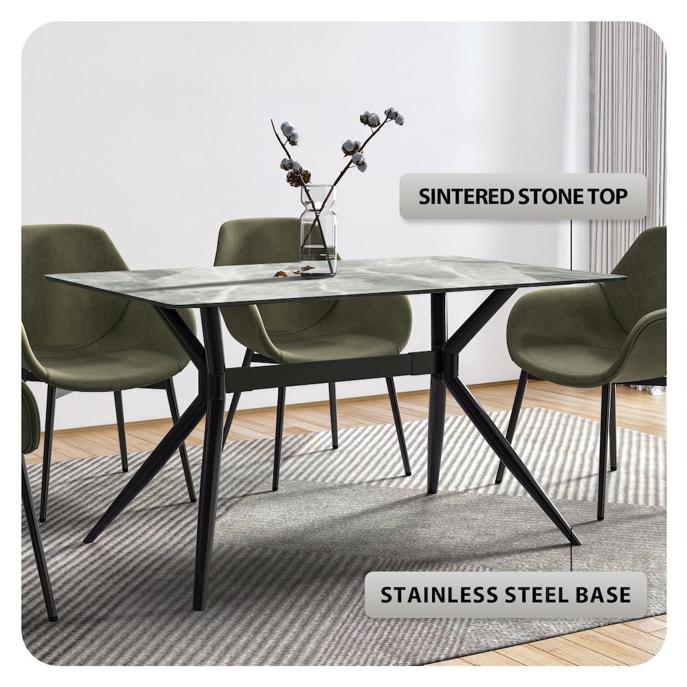 Elega Series Black Carbon Steel Dining Table