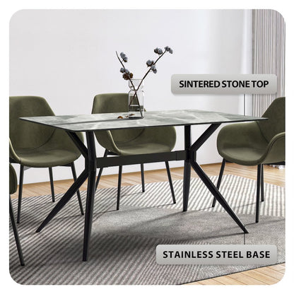 Elega Series Black Carbon Steel Dining Table