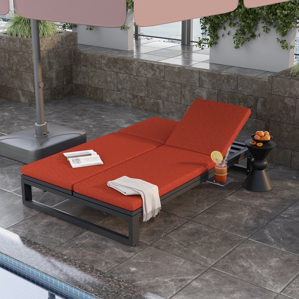 Chelsea Convertible Lounge Reclining Double Chaise With Cushions
