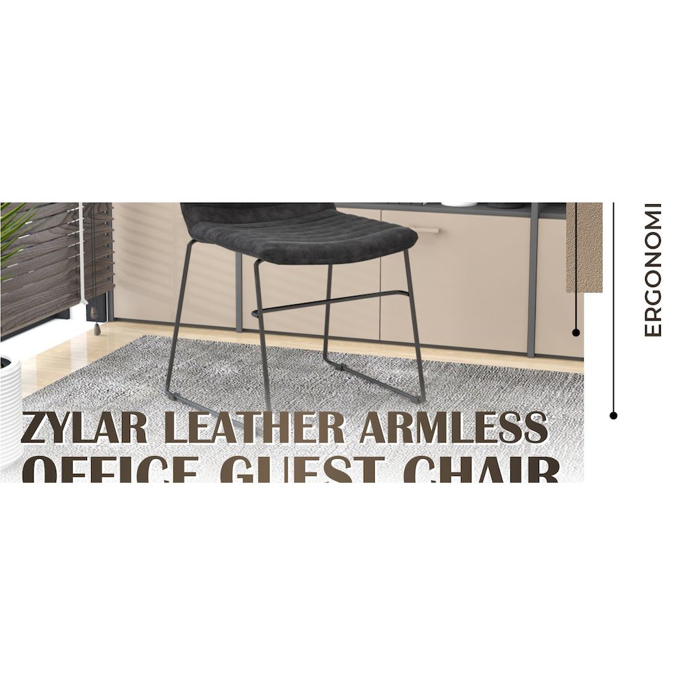 Zylar Series Office Guest Chair in Charcoal Leather