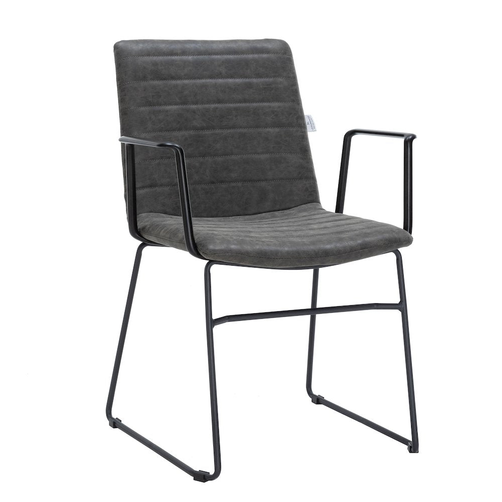 Zylar Series Office Guest Arm Chair in Charcoal Leather