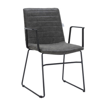 Zylar Series Office Guest Arm Chair in Charcoal Leather
