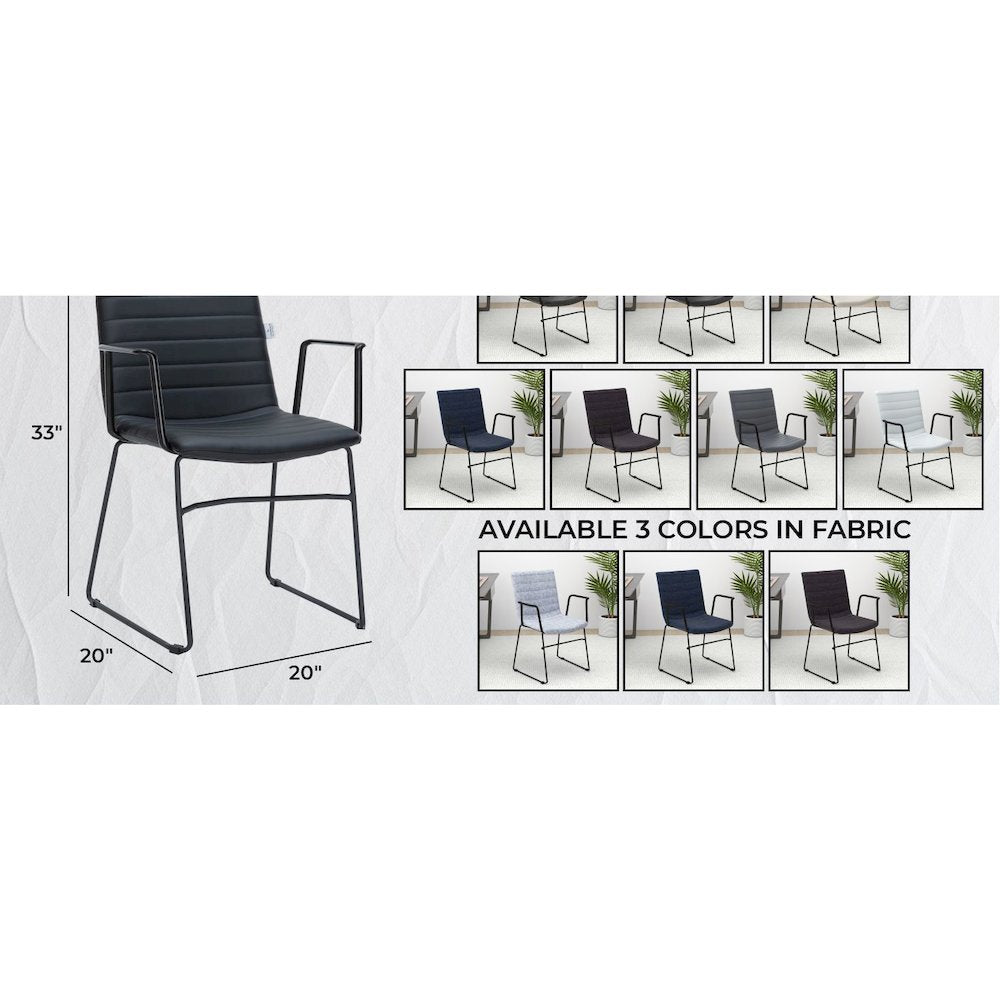 Zylar Series Office Guest Arm Chair in Black Leather