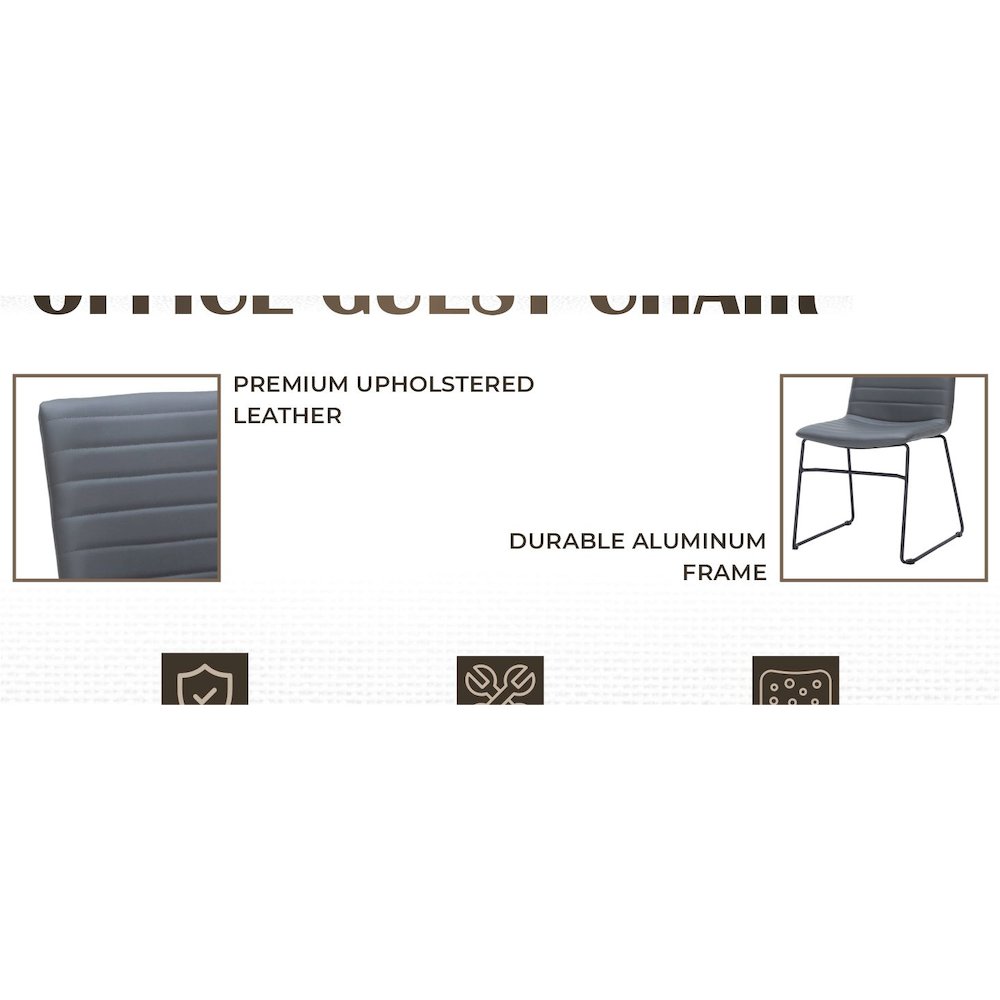 Zylar Series Office Guest Chair in Grey Leather