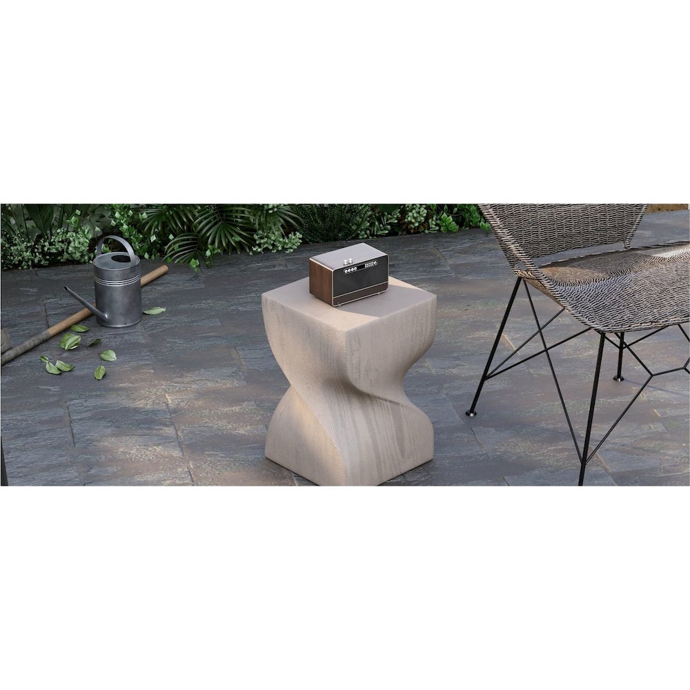 Onyx Collection Fiberglass Outdoor Side Table in Cream