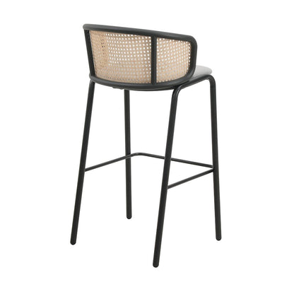 Ervilla Mid-Century Modern Wicker Bar Stool in Grey