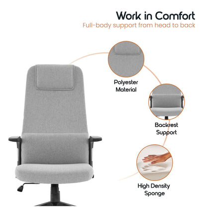 Nexa Collection Modern Office Chair In Grey Fabric