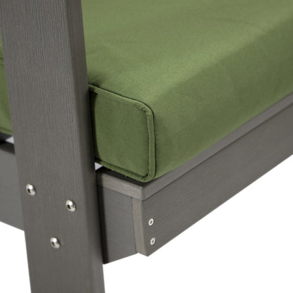 Alpine - Grey Loveseat - Dark Green Cushions