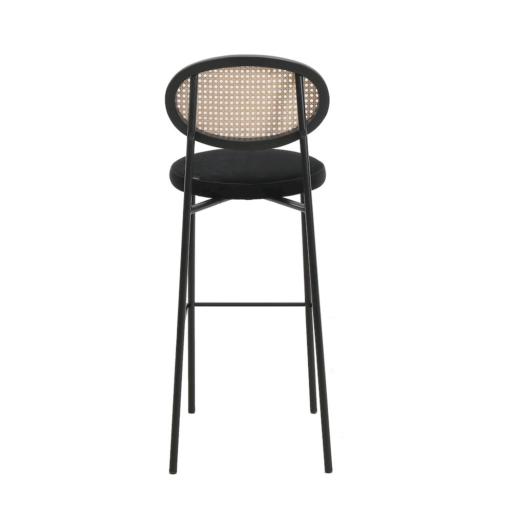 Euston Modern Wicker Bar Stool With Black Steel Frame in Black