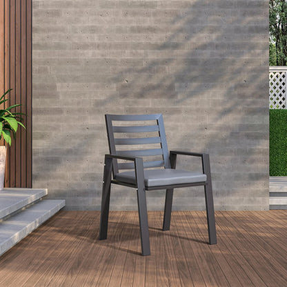 Chelsea Modern Patio Dining Armchair in Aluminum with Removable Cushions