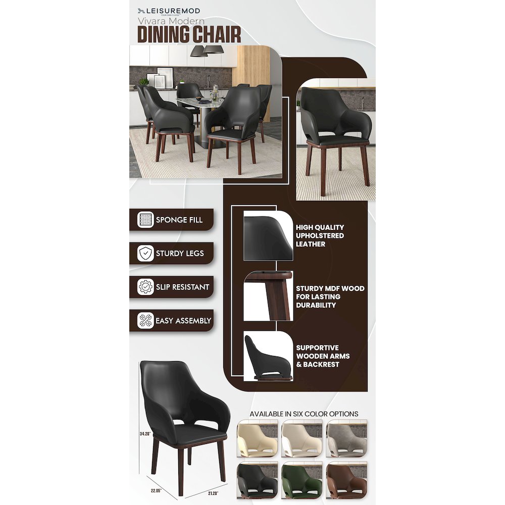 Vivara Collection Modern Dining Chair in Dark Grey