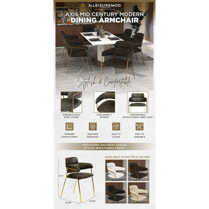 Axis Collection Modern Gold Dining Chair in Charcoal